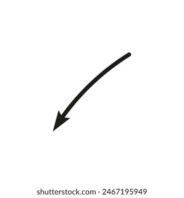 Narrow thin geometric arrow curved shape.