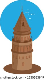 Narrow tower Vector illustration on a white background.