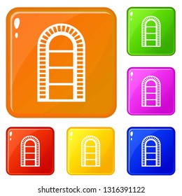 Narrow window frame icons set collection vector 6 color isolated on white background