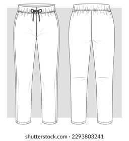 Narrowed jersey pants. Technical sketch. Vector illustration.