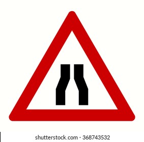 Narrowed road sign,warning sign ,vector illustration