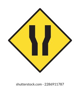 Narrowing Road: Left and Right Lane Constriction Icons