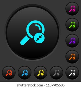 Narrowing search results dark push buttons with vivid color icons on dark grey background