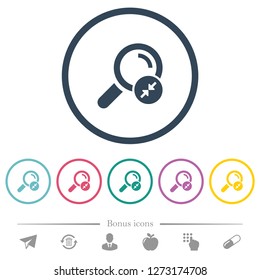 Narrowing search results flat color icons in round outlines. 6 bonus icons included.