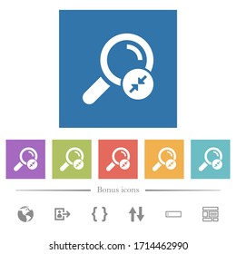 Narrowing search results flat white icons in square backgrounds. 6 bonus icons included.