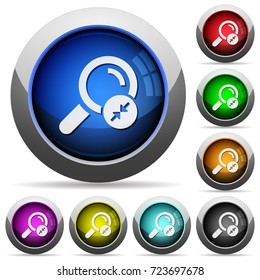Narrowing search results icons in round glossy buttons with steel frames