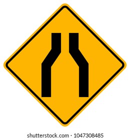Narrowing Traffic Road Sign,Vector Illustration, Isolate On White Background Label .EPS10