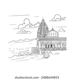 NarsinghgarhTemple sketch,Narsinghgarh temple,Bhopal, Madhya Pradesh, India.