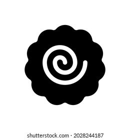 Narutomaki or kamaboko surimi vector filled icon. Traditional Japanese naruto steamed fish cake with swirl in the center. Topping for ramen noodle soup isolated illustration.