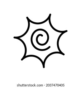 Narutomaki or kamaboko surimi vector outline icon. Traditional Japanese naruto steamed fish cake with swirl in the center. Topping for ramen noodle soup isolated illustration.