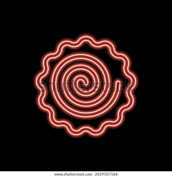 Narutomaki Or Kamaboko Surimi Vector Outline Icon Neon Color In Black 