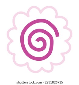 Narutomaki simple hand drawn doodle vector illustration. cured fish cake, ramen topping with pink swirl