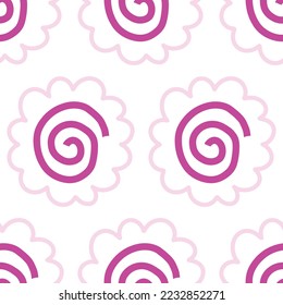 Narutomaki simple hand drawn doodle seamless pattern background. pink swirl abstract asian food print, wallpaper, texture