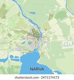 Narva, Estonia map poster art