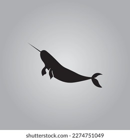 narwhal animal logo design with black color.
