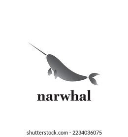 Narwhal animal silhouette logo design.