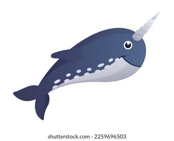 Narwhal cartoon character . Vector .