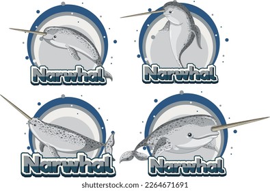 Narwhal in cartoon style illustration
