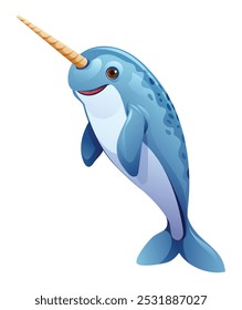 Ilustração de vetor de desenhos animados Narwhal isolada sobre fundo branco