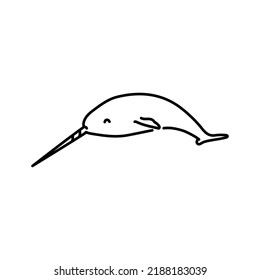 Narwhal color line illustration. Marine mammals