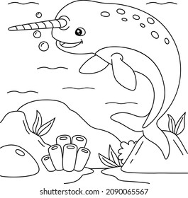 Narwhal Coloring Page for Kids