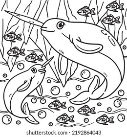 Narwhal Coloring Page for Kids