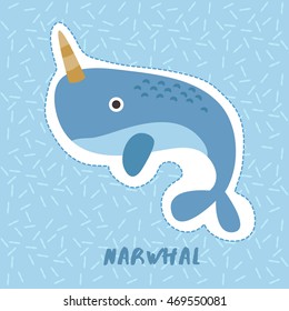 Narwhal : Cute Animal Set : Vector Illustration