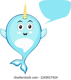 Narwhal cute character in cartoon style drawing