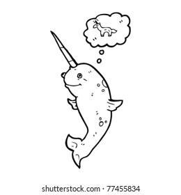 narwhal dreaming of being a unicorn cartoon