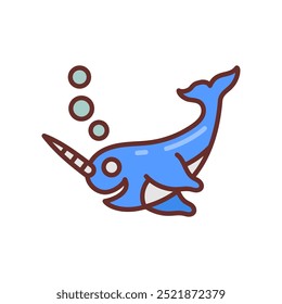 Ícones preenchidos Narwhal , ilustração Vetorial