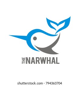 Narwhal fish logo design template vector illustration