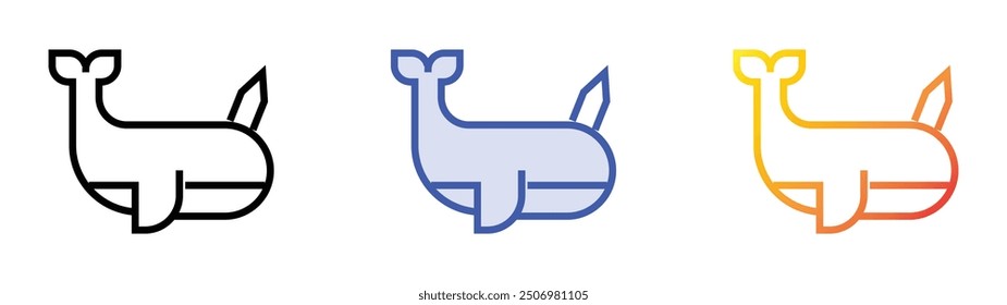 narwhal icon. Linear, Blue Fill and Gradient Style Design Isolated On White Background