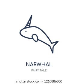 Narwhal icon. Narwhal linear symbol design from Fairy tale collection. Simple outline element vector illustration on white background.