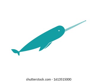 Narwhal isolated. Unicorn-fish vector illustration. See animal