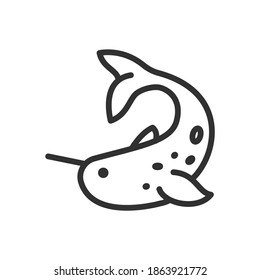 narwhal, linear icon. Editable stroke