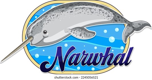 Narwhal logo with carton character illustration