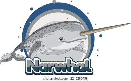 Narwhal logo with carton character illustration