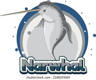 Narwhal logo with carton character illustration
