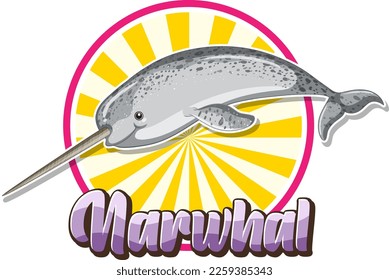 Narwhal logo with carton character illustration