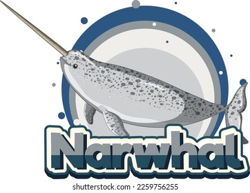 Narwhal logo with carton character illustration