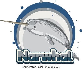 Narwhal logo with carton character illustration