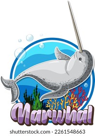Narwhal logo with carton character illustration