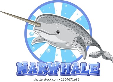 Narwhal logo with carton character illustration