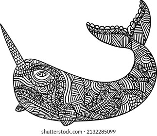Narwhal Mandala Coloring Pages for Adults