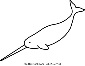 Narwhal marine mammal fish ocean animal Outline