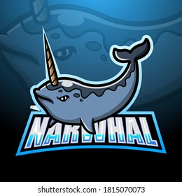 Narwhal mascot esport logo design