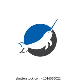 Narwhal Ocean Animals Logo Vector