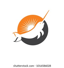 Narwhal Ocean Animals Logo Vector