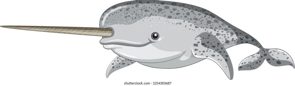 Narwhal on white background illustration