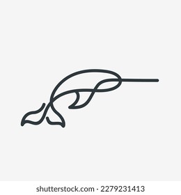 narwhal one line icon logo vector design, Narwhale animal mascot concept. One line draw design vector graphic illustration.